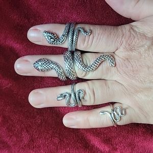 Snake ring set silver tone 4 pieces